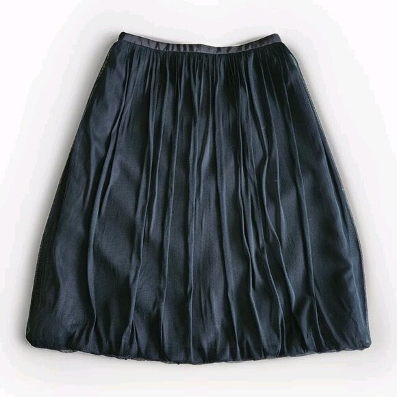 Joeffer Caoc Skirt Womens 6 Black Silk Mesh Balloon Shell Lined Midi Fairy FLAWS - Picture 1 of 16